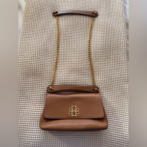 Tory Burch Tan Leather Crossbody with Gold Chain